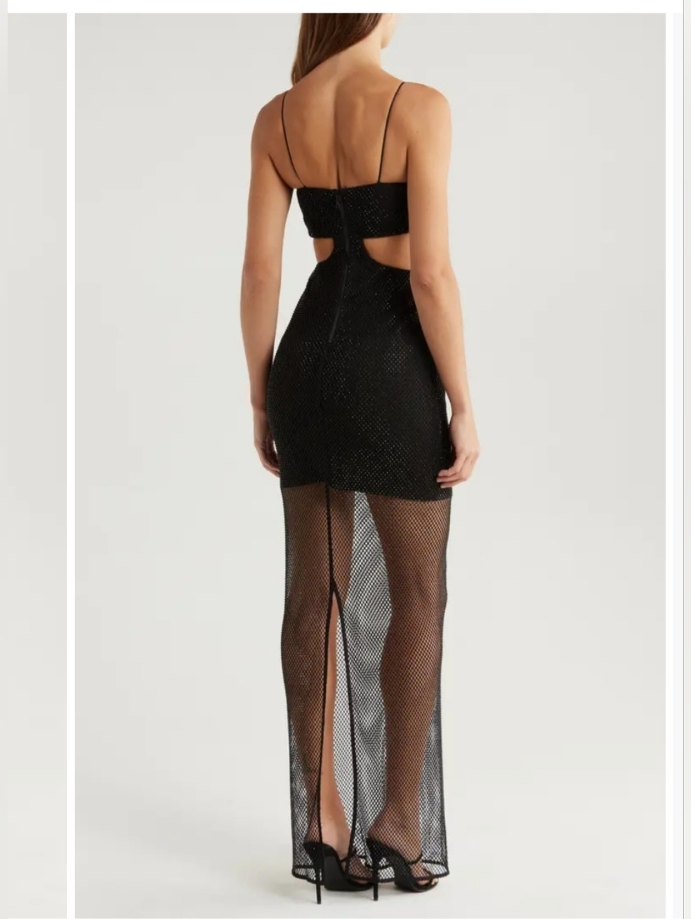 Alice + Olivia Havana embellished mesh cutout maxi dress in black Sz 0 $795 - Picture 9 of 14